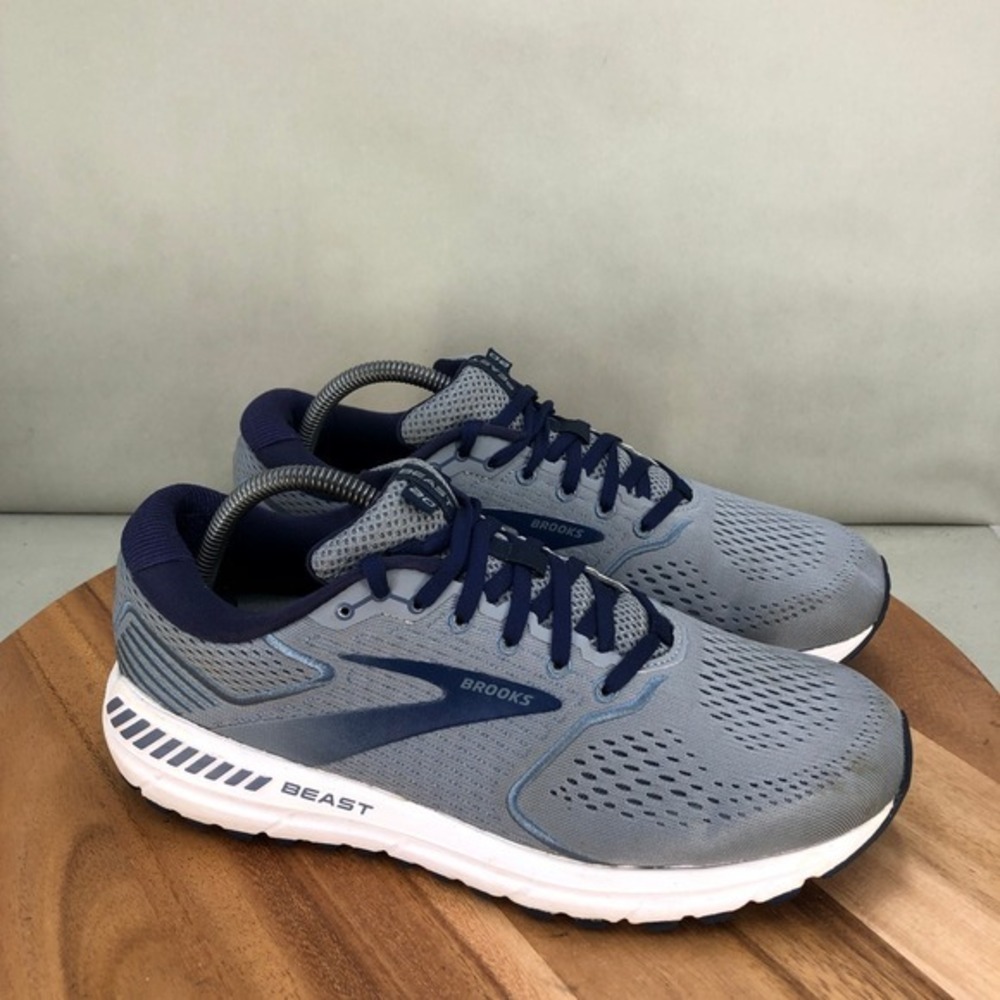 Brooks Beast 20 Mens Running Shoes Grey Blue Size 10 D Cushioned Comfort